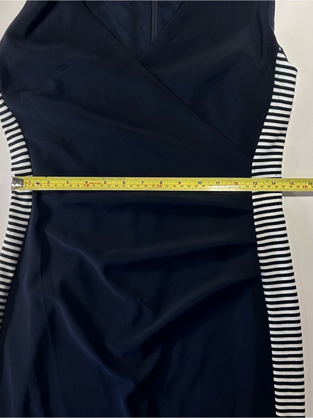 Joseph Ribkoff Faux Wrap Sheath Dress Ruched Navy Cocktail Office Women’s 8 - Picture 7 of 8